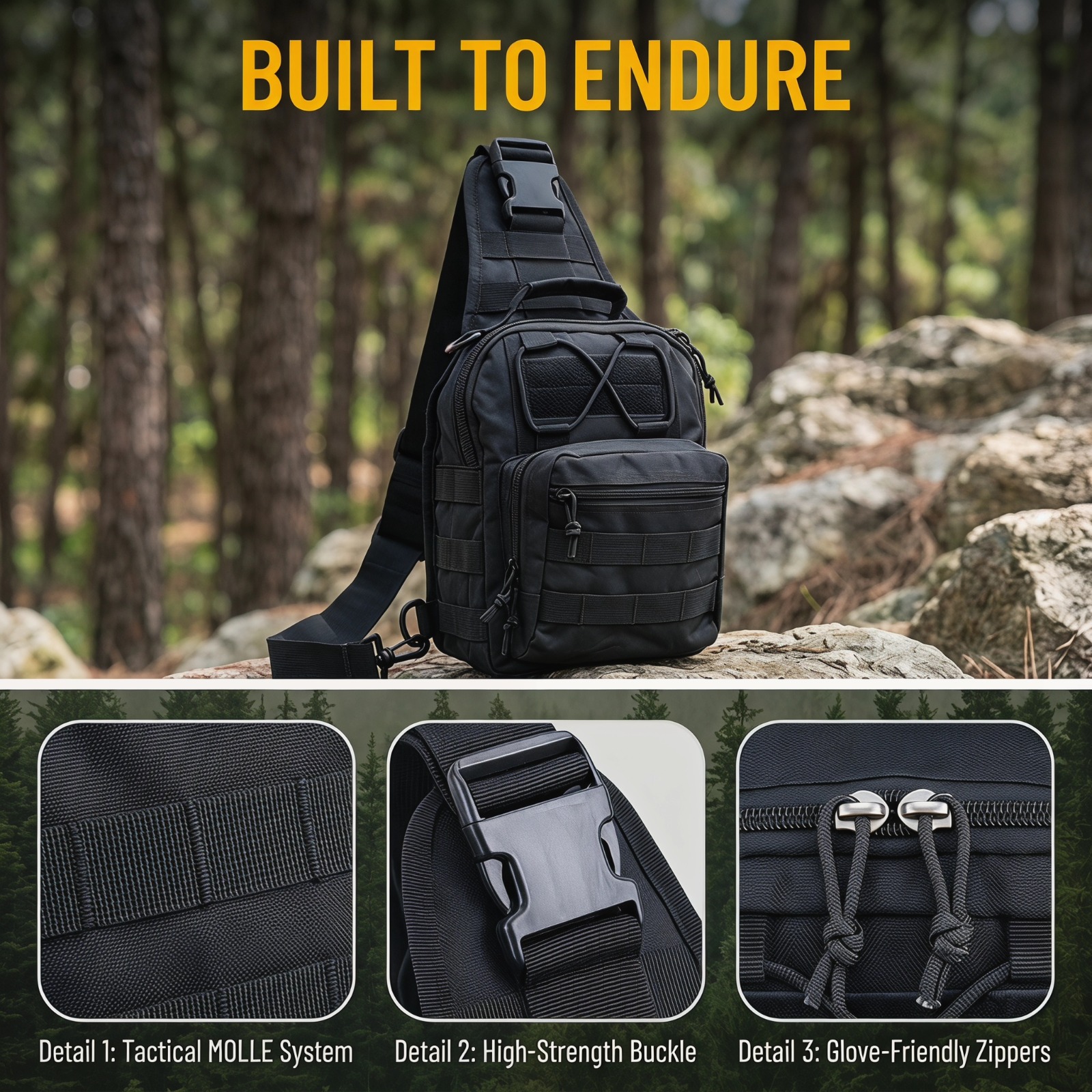 Edc Everyday Carry Bag - Tactical Sling Chest Pack Durable Nylon